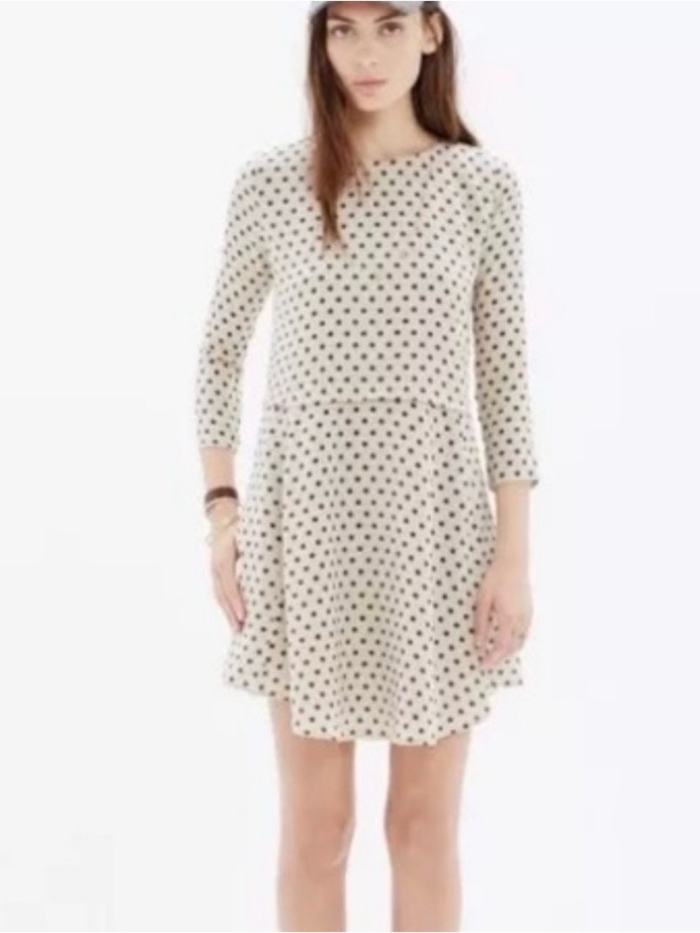 Madewell Cream Dress with Black Polka Dots